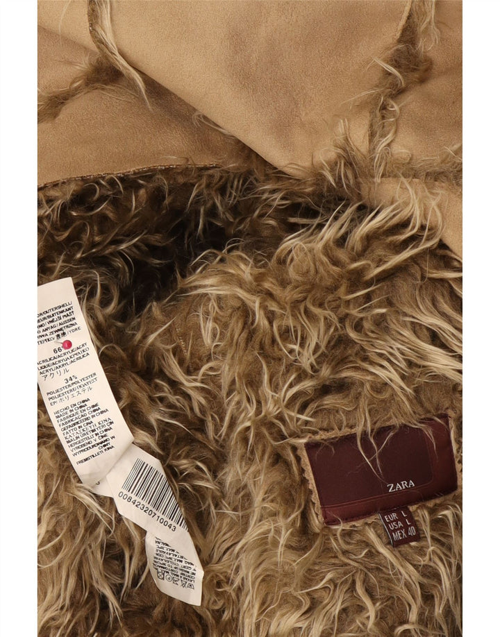 Женская куртка-шерпа Zara UK 16, большая, бежевый акрил