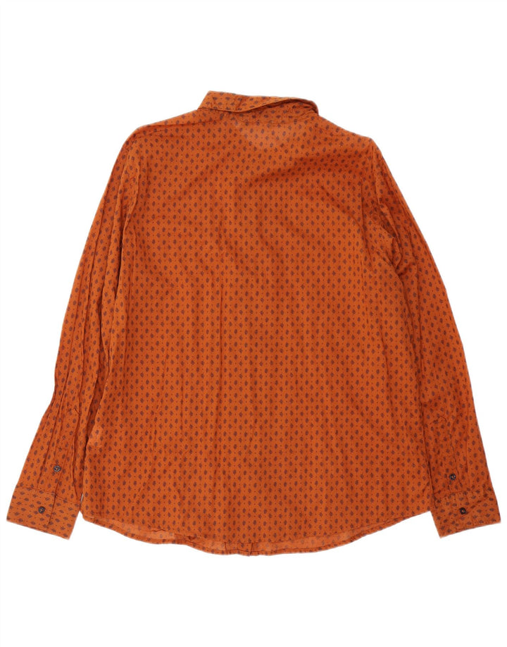 BENETTON Женская рубашка UK 18 XL Коричневый хлопок с цветочным принтом