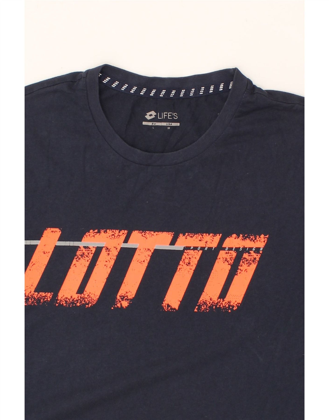 LOTTO Mens Graphic T-Shirt Top Medium Navy Blue Vintage Lotto and Second-Hand Lotto from Messina Hembry 
