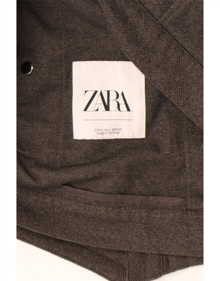 Мужская стеганая куртка-бомбер на молнии Zara UK 40, большая серая