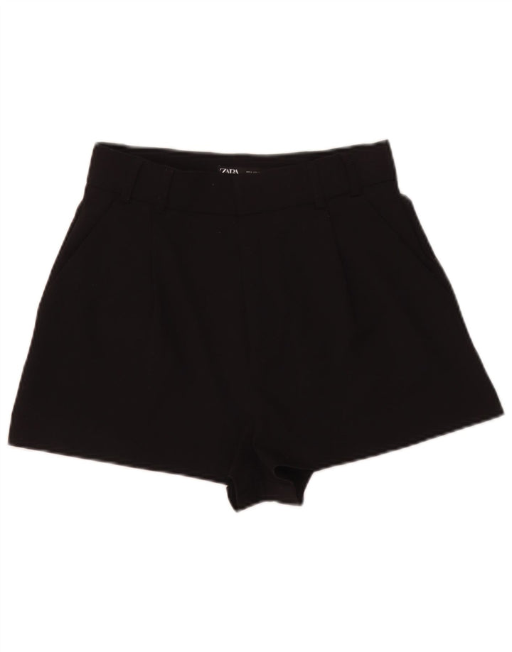 Женские шорты с высокой талией Zara, маленькие W26, черные, полиэстер