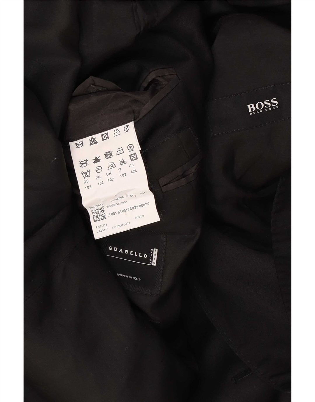 Мужской пиджак Hugo Boss с 2 пуговицами UK 40, большой черный из натуральной шерсти