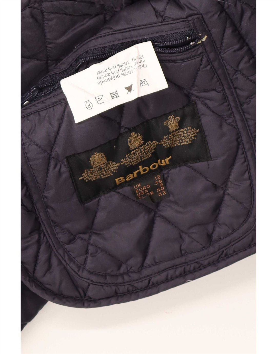 Женская стеганая куртка Barbour UK 12, средний темно-синий полиэстер