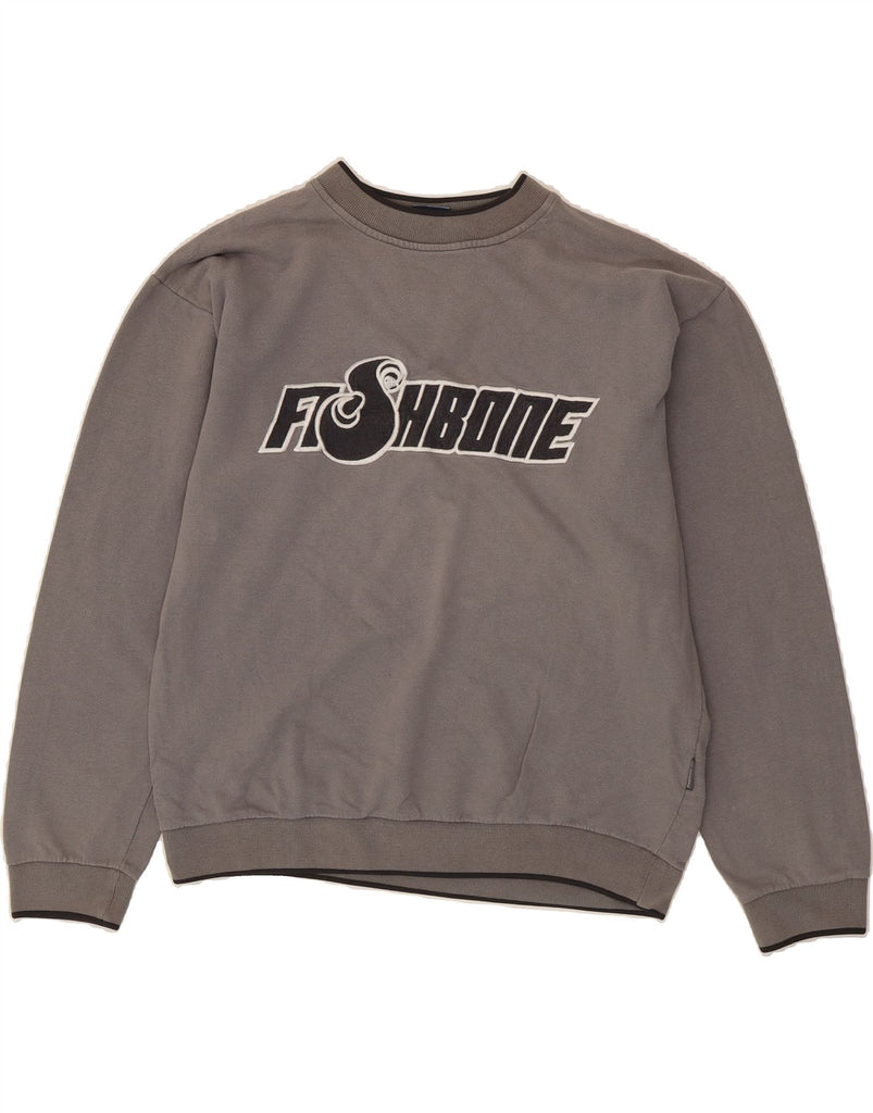 FISHBONE Mens Graphic Sweatshirt Jumper Medium Grey Cotton Vintage Fishbone and Second-Hand Fishbone from Messina Hembry 