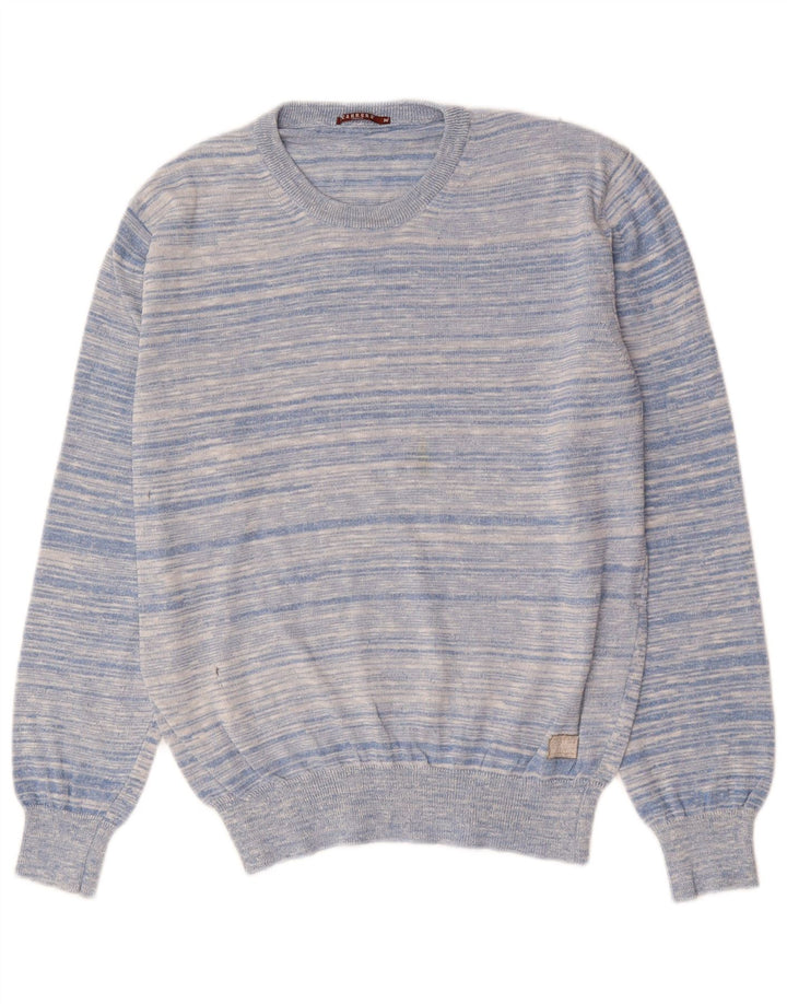 CARRERA Мужской джемпер с круглым вырезом, хлопковый свитер среднего синего цвета в полоску