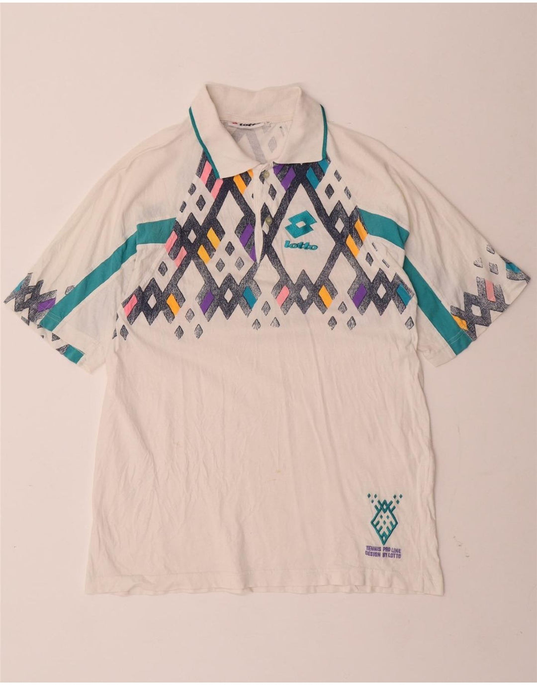 LOTTO Мужская рубашка-поло среднего белого цвета с геометрическим узором