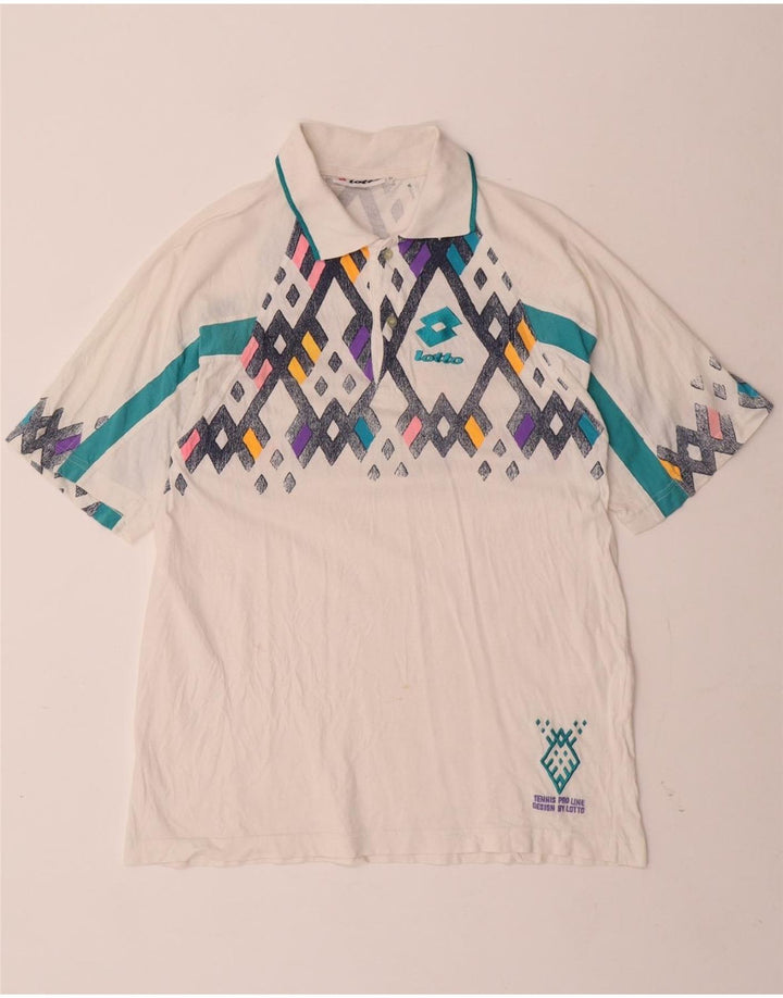 LOTTO Мужская рубашка-поло среднего белого цвета с геометрическим узором