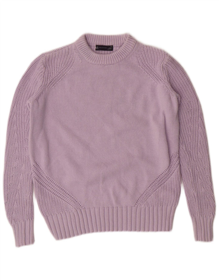 Женский джемпер с круглым вырезом MARKS & SPENCER UK 6 XS, фиолетовый хлопок