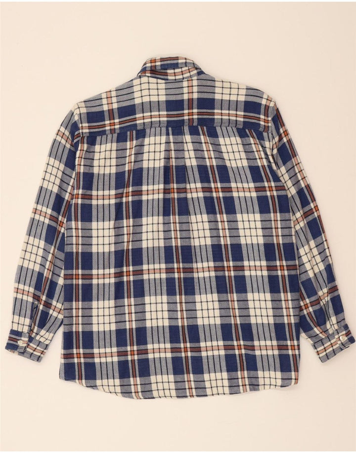 STEFANEL Boys Flannel Shirt 15-16 Years Navy Blue Check Cotton Vintage Stefanel and Second-Hand Stefanel from Messina Hembry 