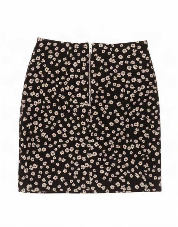 Женская мини-юбка Dorothy Perkins UK 8, маленькая W27, черный полиэстер с цветочным принтом