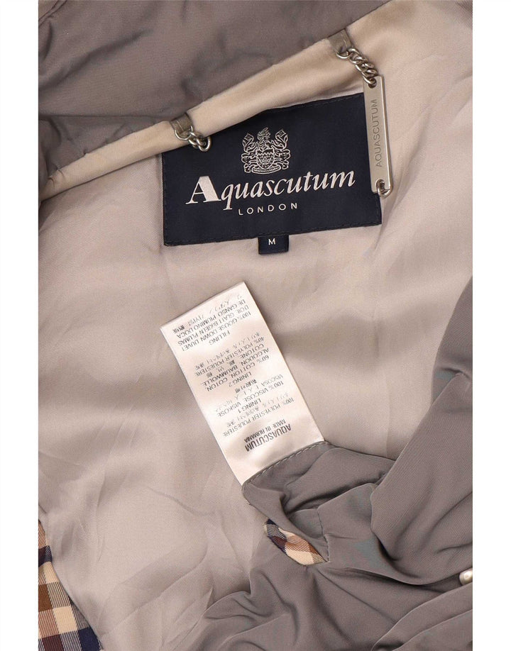 Женское стеганое пальто с капюшоном Aquascutum UK 14, средний серый полиэстер