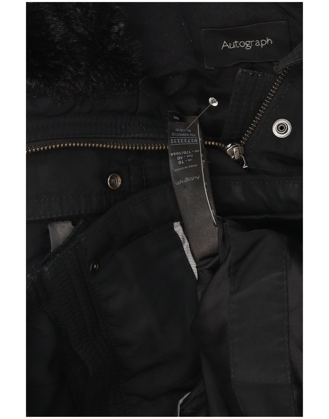 Женская парка с капюшоном Marks & Spencer Autograph UK 18 XL, черная