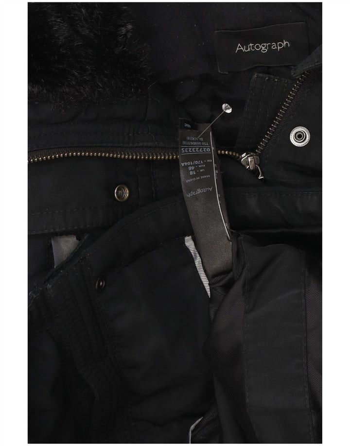 Женская парка с капюшоном Marks & Spencer Autograph UK 18 XL, черная