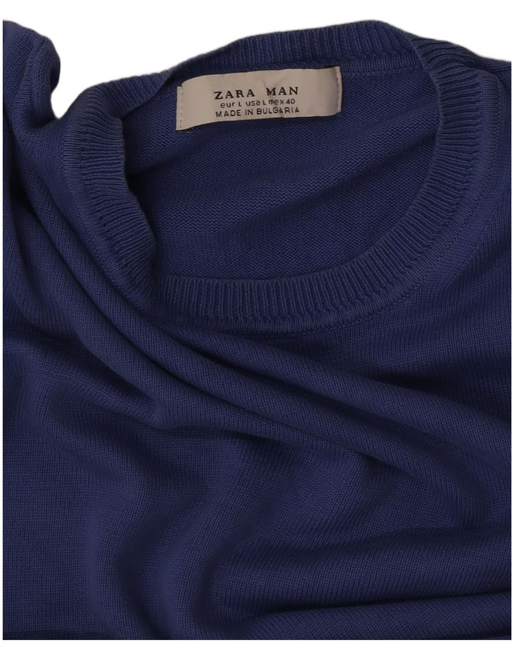 Мужской джемпер с круглым вырезом Zara, большой синий