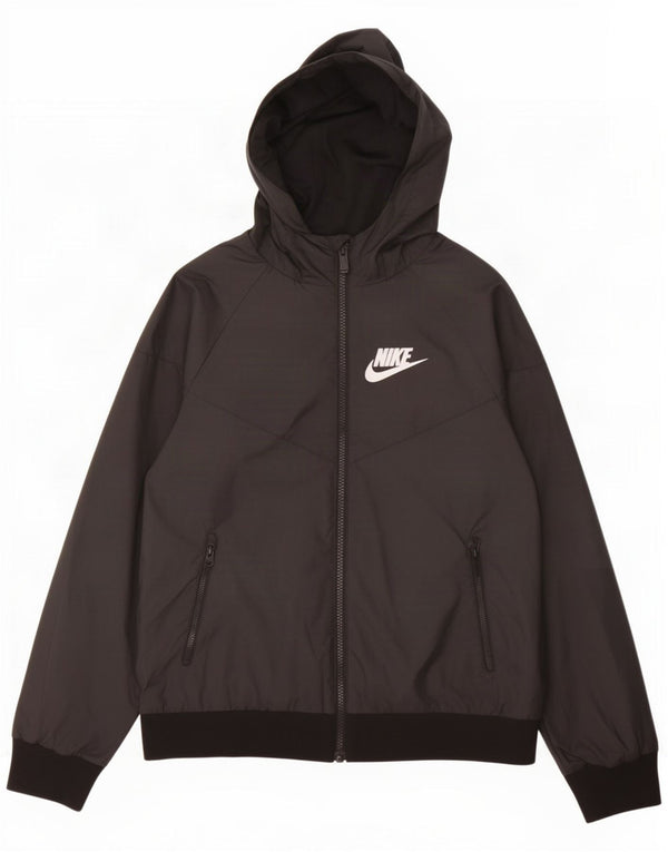Дождевик с капюшоном Nike для мальчиков 10–11 лет, средний черный, полиэстер