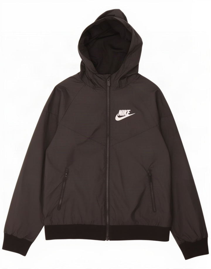 Дождевик с капюшоном Nike для мальчиков 10–11 лет, средний черный, полиэстер