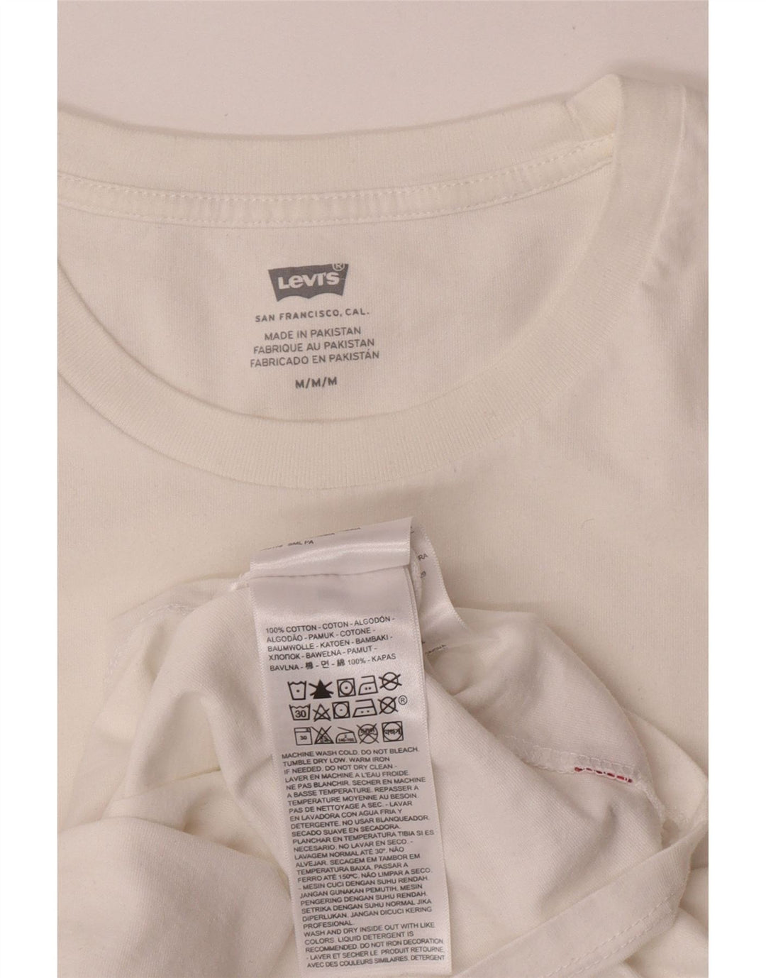 Женская футболка с рисунком Levi's Top UK 14, средний белый хлопок, белый цвет