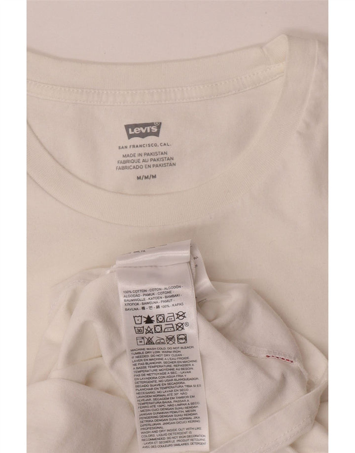 Женская футболка с рисунком Levi's Top UK 14, средний белый хлопок, белый цвет