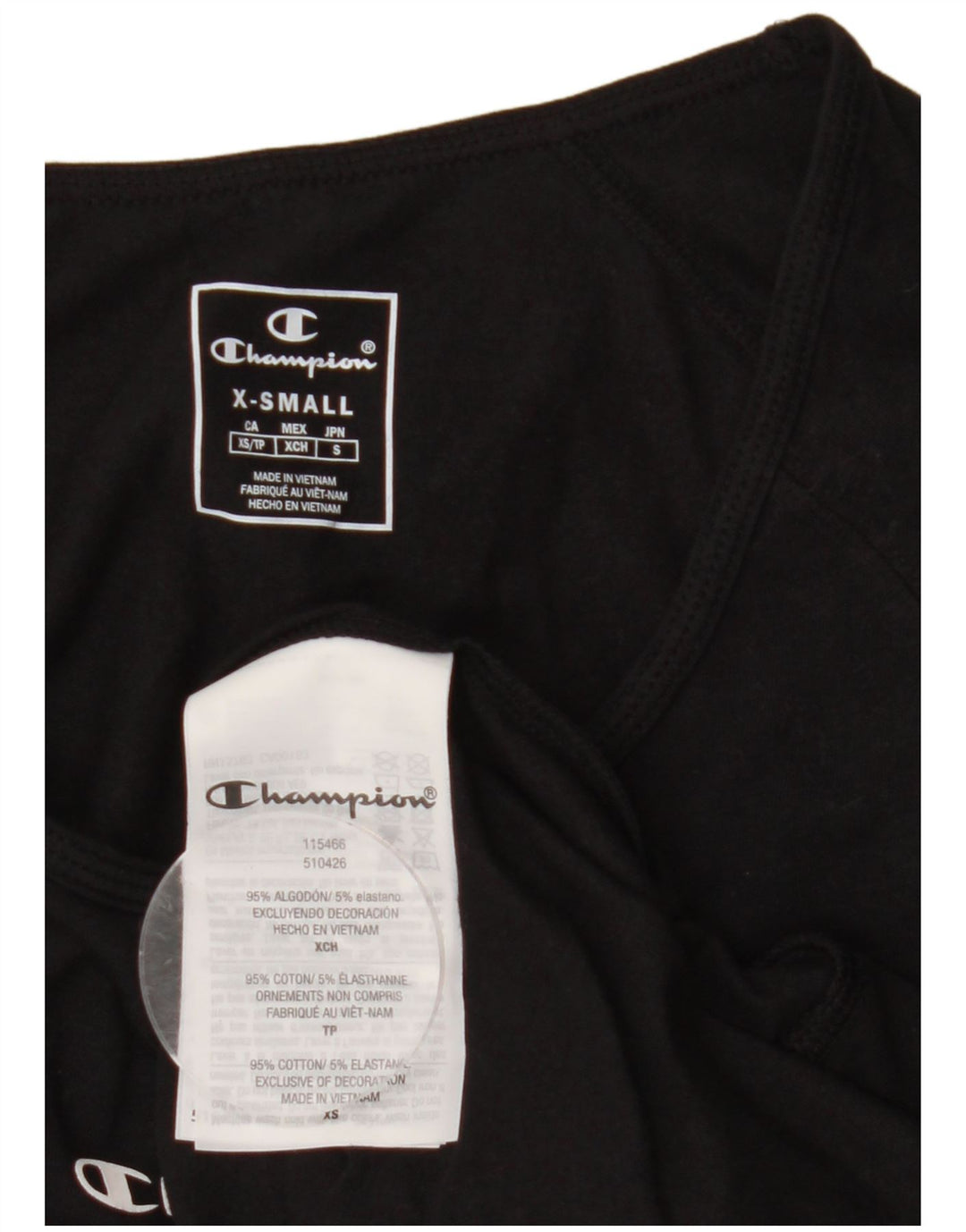 Женская футболка CHAMPION Top UK 6 XS, черный хлопок