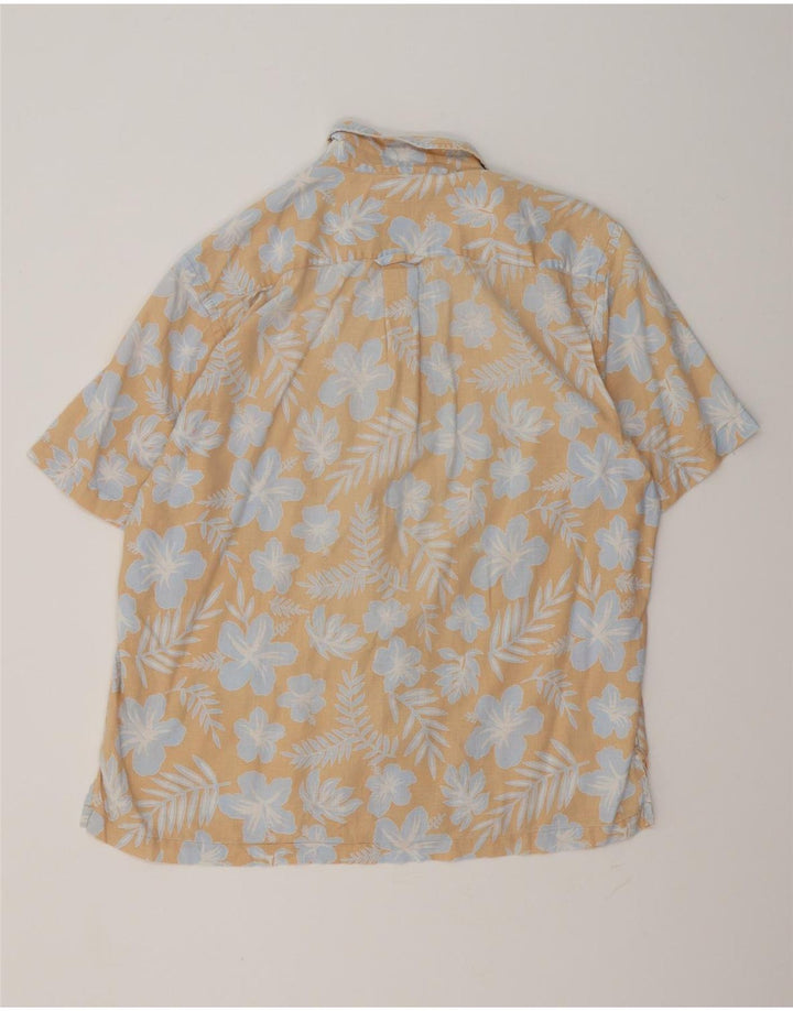 Мужская рубашка стандартного кроя с коротким рукавом Gant, большая бежевая льняная рубашка с цветочным принтом