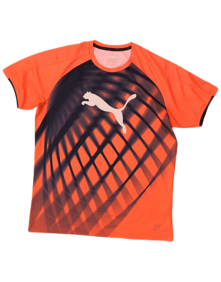 Мужская футболка с рисунком Puma, средний оранжевый в клетку