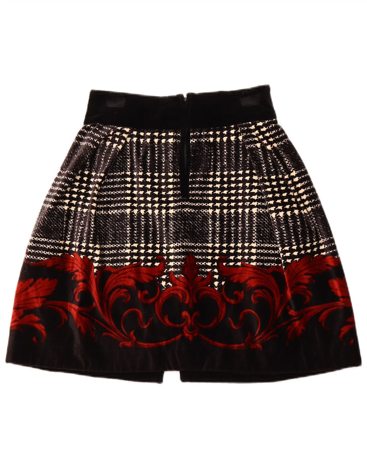 BYBLOS Женская бархатная юбка-трапеция IT 42 Medium W28 Черный цветочный хлопок