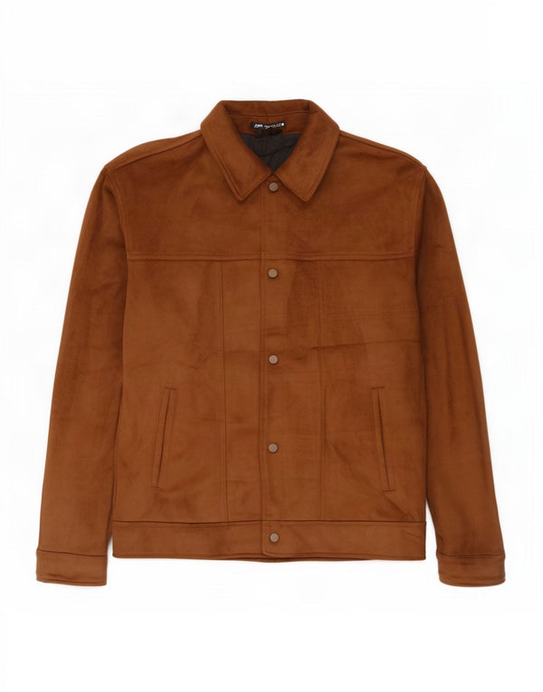 Мужская куртка-бомбер из искусственной замши Zara UK 42 XL, бежевый полиэстер