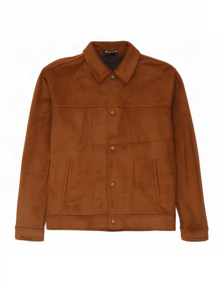 Мужская куртка-бомбер из искусственной замши Zara UK 42 XL, бежевый полиэстер