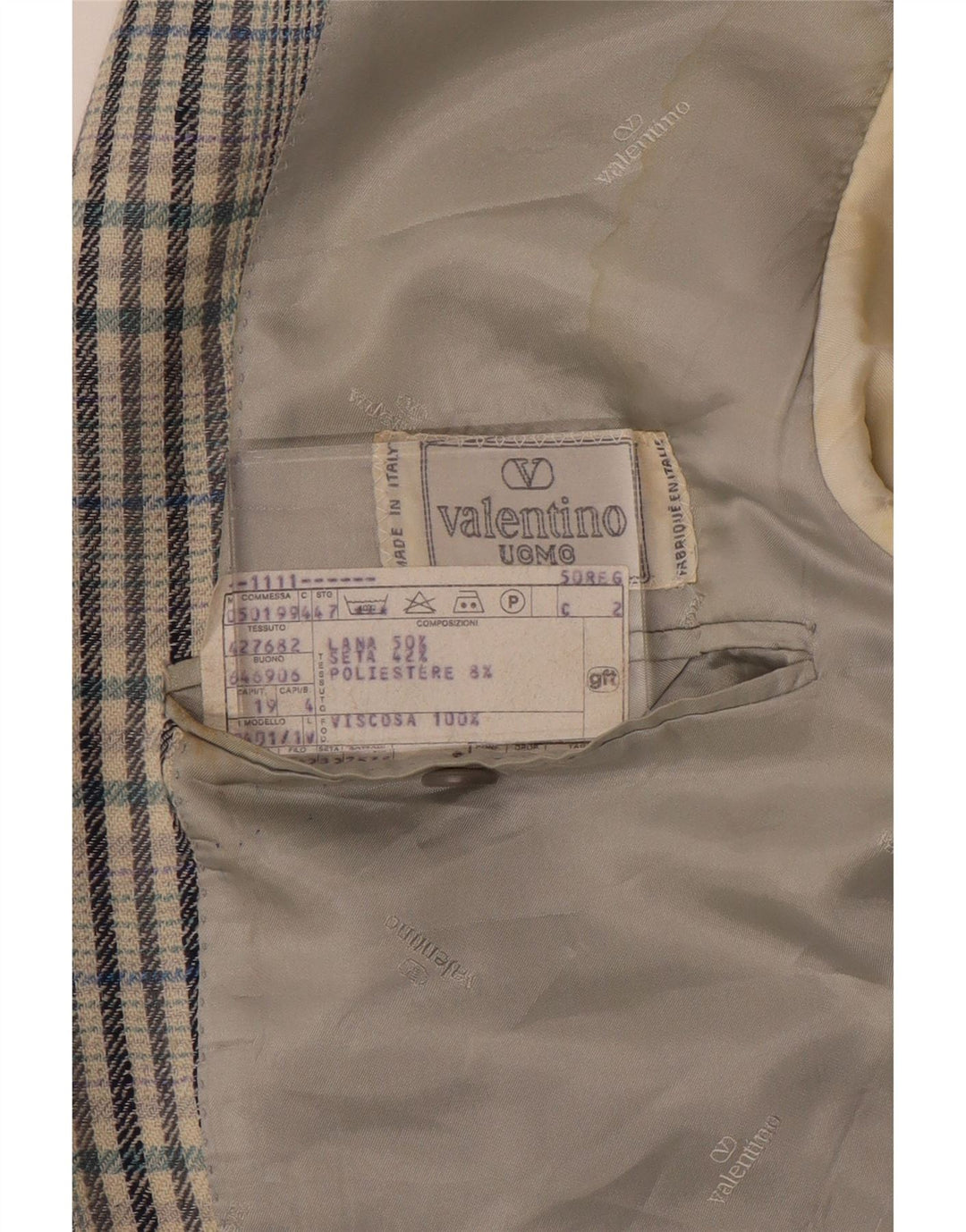 Женский пиджак на двух пуговицах Valentino IT 50 XL, серая шерсть в клетку