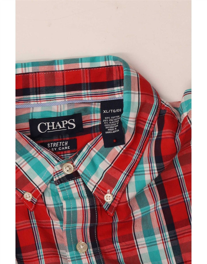 Мужская эластичная рубашка Chaps стандартного кроя XL, красный клетчатый хлопок