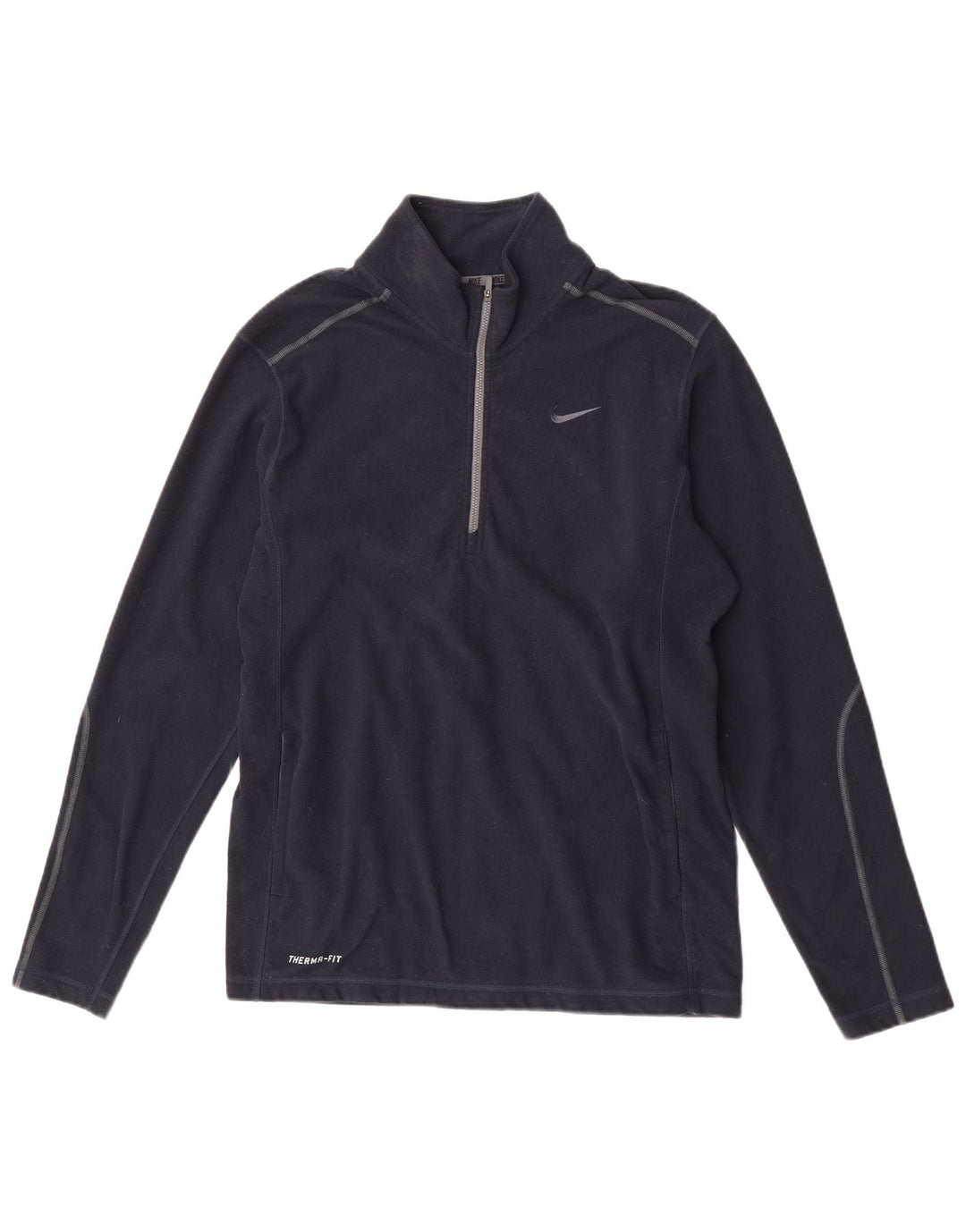 Мужской флисовый джемпер с воротником на молнии Nike Therma-Fit среднего размера, темно-синий, полиэстер