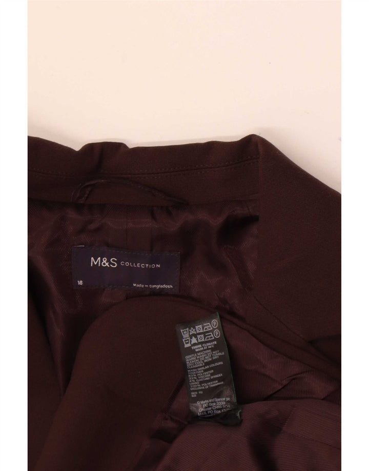 Женский пиджак на 1 пуговице Marks & Spencer UK 18 XL, коричневый полиэстер