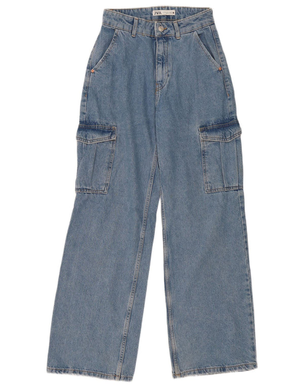 Женские широкие джинсы карго Zara EU 36 XS W26 L31 синие