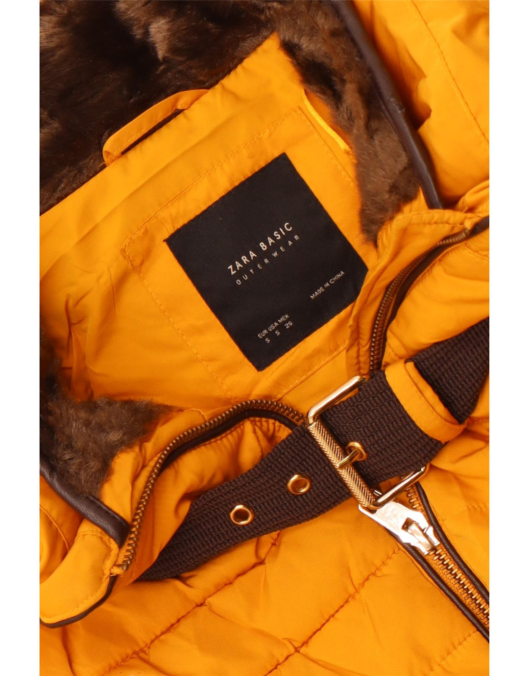 Женская укороченная стеганая куртка Zara UK 10, маленькая, желтая