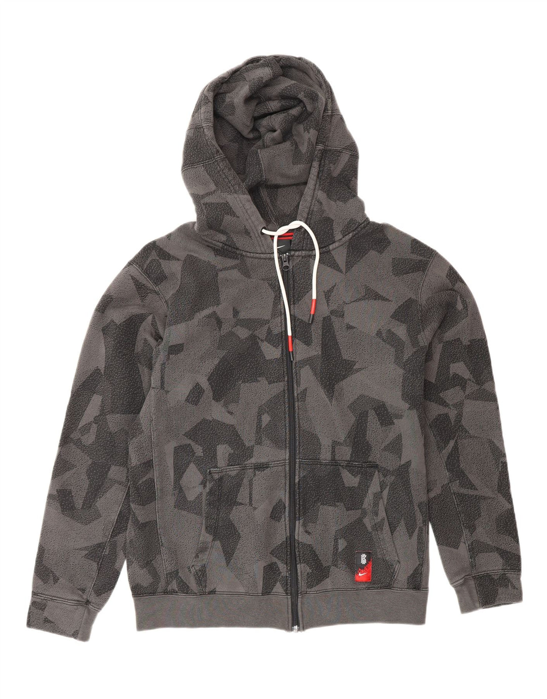 Мужской свитер с капюшоном на молнии NIKE среднего серого цвета с геометрическим узором