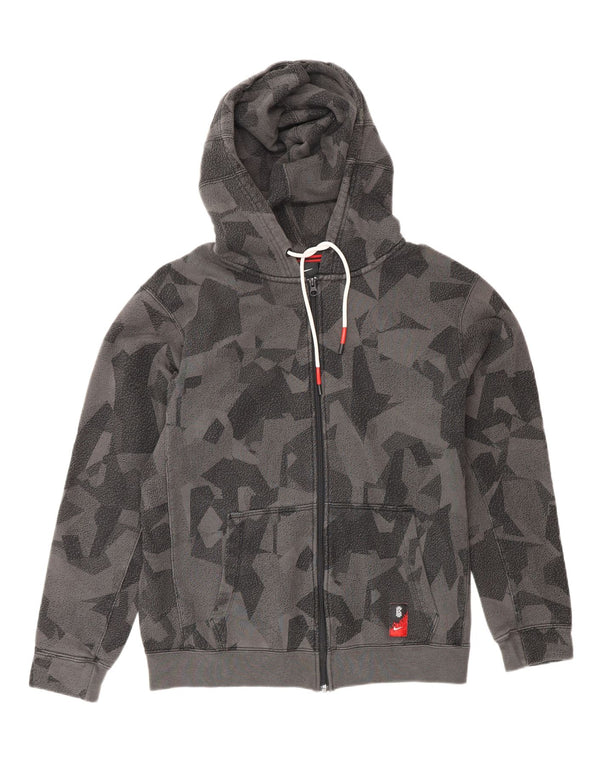 Мужской свитер с капюшоном на молнии NIKE среднего серого цвета с геометрическим узором