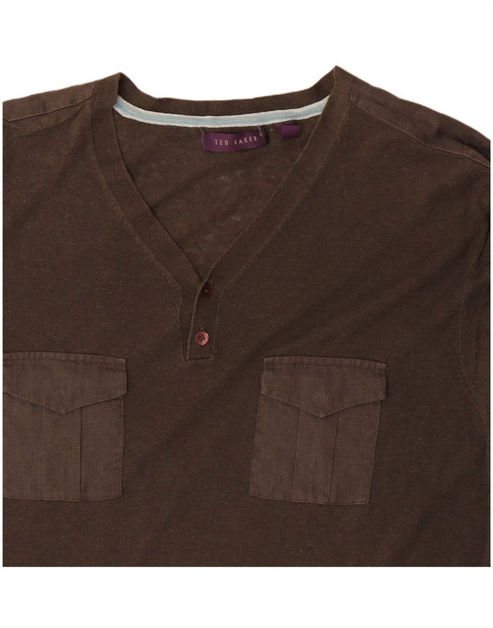Мужская футболка TED BAKER, размер 6, 2XL, хлопок цвета хаки