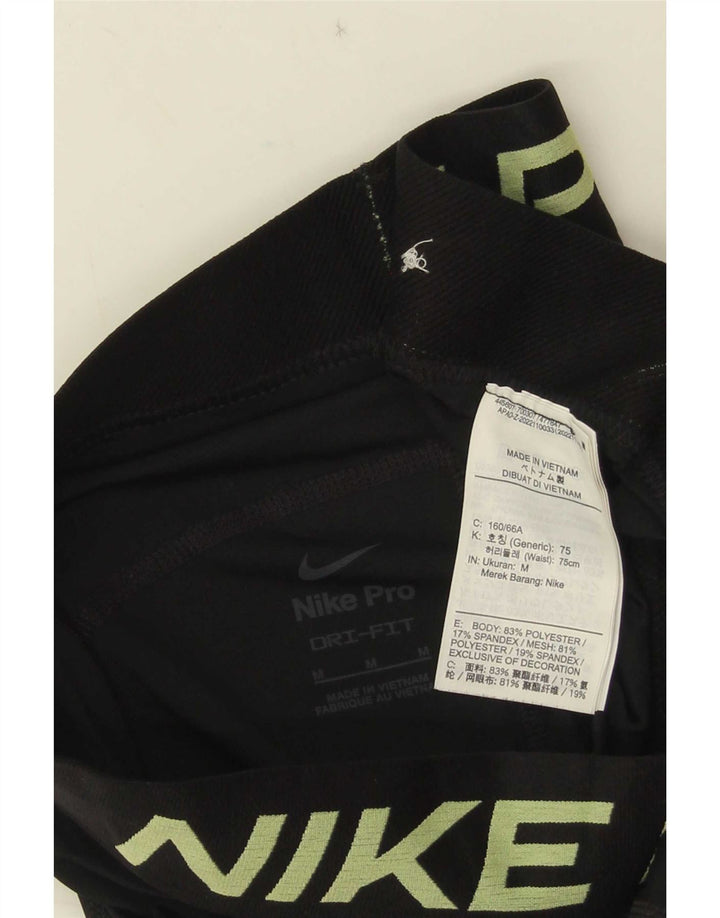 Женские леггинсы с рисунком Nike Dri Fit UK 12, средний черный, полиэстер