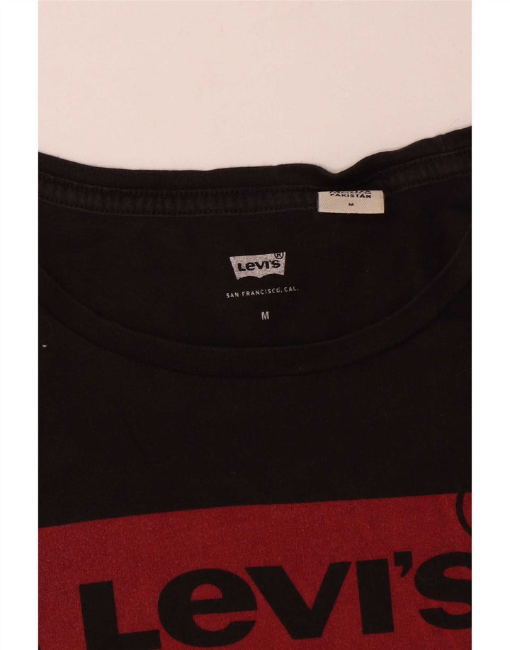 Женская футболка с рисунком Levi's Top UK 12, средний черный хлопок