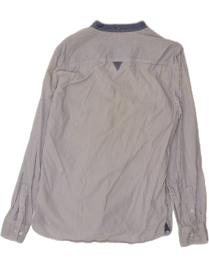 GUESS Mens Regular Fit Shirt Medium White Striped Cotton Vintage Guess and Second-Hand Guess from Messina Hembry 