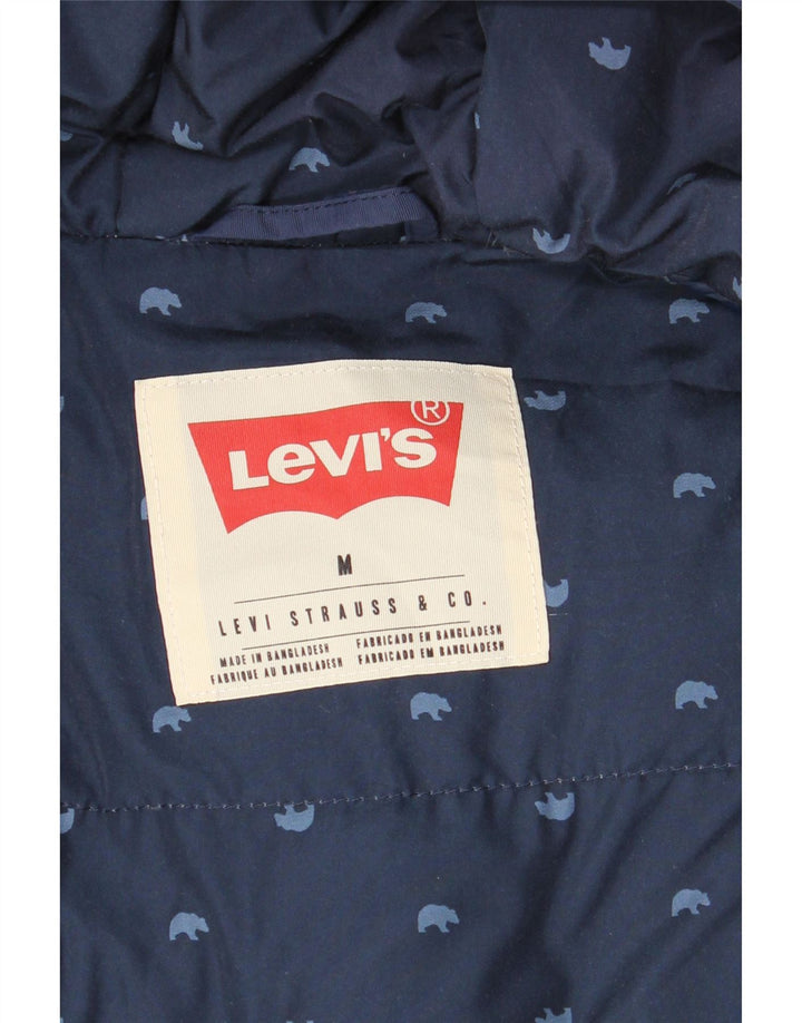 Мужская стеганая куртка с капюшоном LEVI'S UK 38 Medium Navy Blue