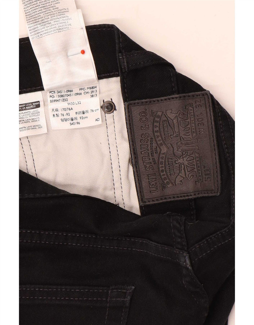 Мужские узкие джинсы Levi's W30 L32, черный хлопок