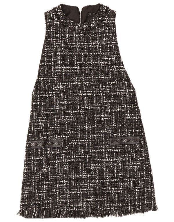 Женское платье прямого кроя без рукавов Zara UK 6 XS, черное акрил в клетку