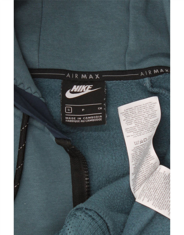 Мужской свитер с капюшоном на молнии Nike, маленький синий, полиэстер с цветными блоками