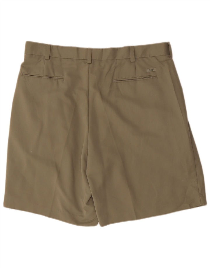 IZOD Mens Pegged Chino Shorts W38 XL Khaki Polyester