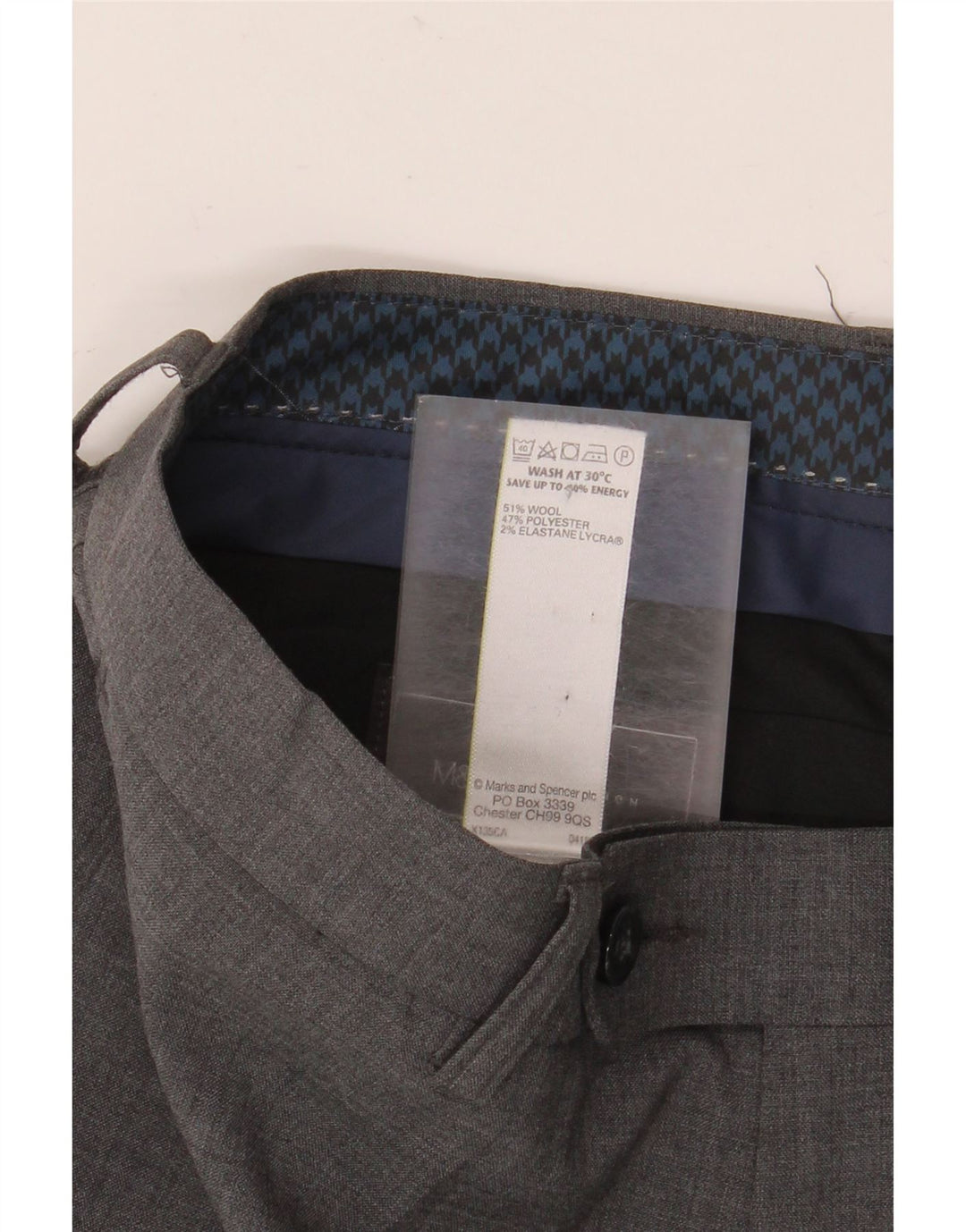 Мужские брюки узкого кроя Marks & Spencer W32 L33 серые, шерстяные