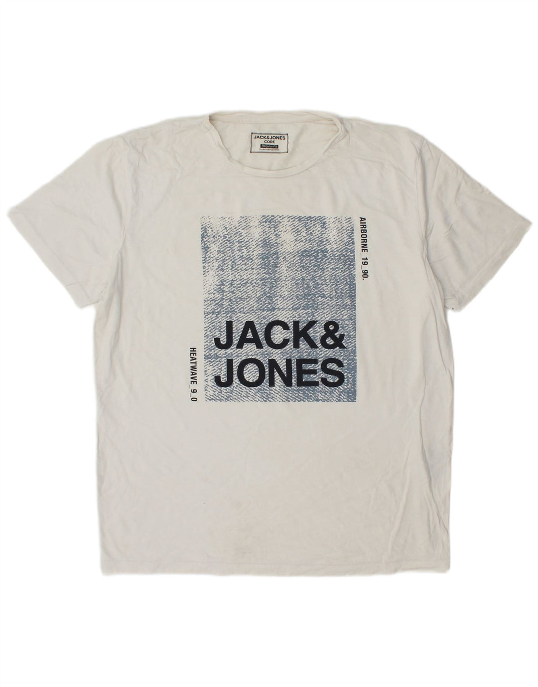 Мужская футболка с рисунком JACK & JONES стандартного кроя, топ XL, белый хлопок