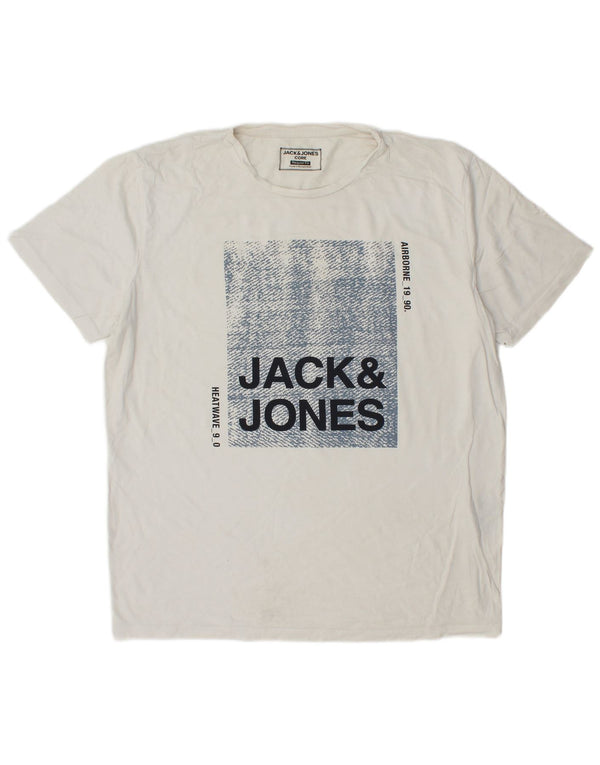 Мужская футболка с рисунком JACK & JONES стандартного кроя, топ XL, белый хлопок