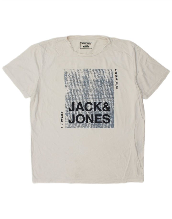 Мужская футболка с рисунком JACK & JONES стандартного кроя, топ XL, белый хлопок