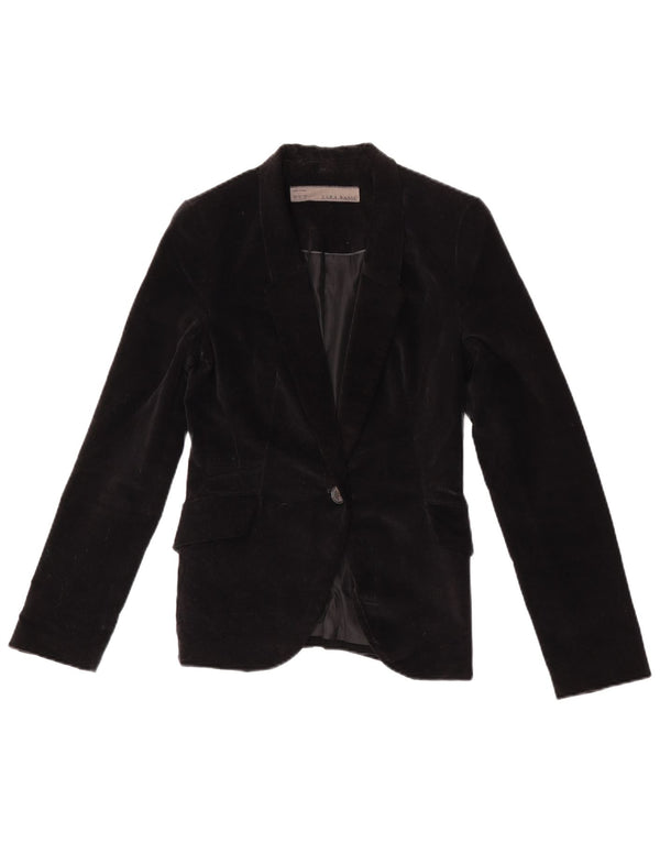 Женский бархатный пиджак на 1 пуговице Zara UK 6 XS, черный